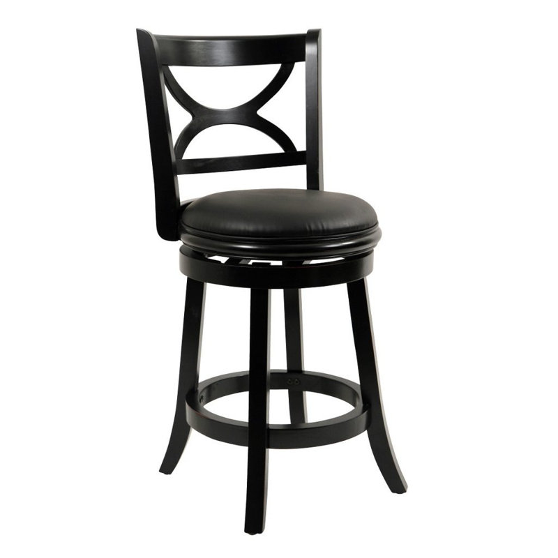 Three Posts™ Adelaida Swivel Upholstered Counter Stool with Solid Wood